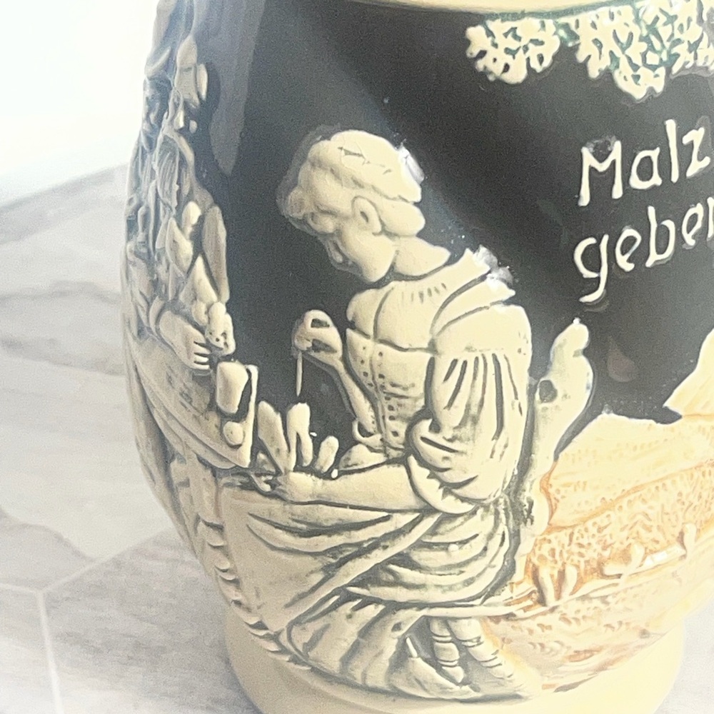 Vintage Style German Beer Stein Relief Scene Ceramic Mug With Handle - Picture 6 of 12